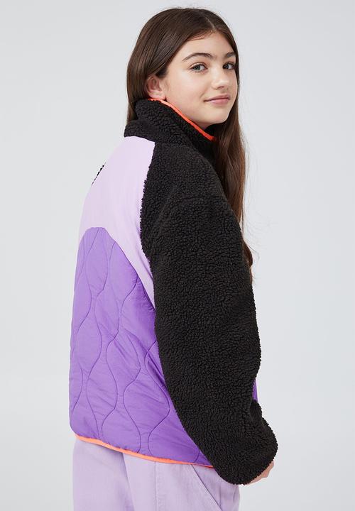 Cotton On - Cleo teddy jacket - phantom & lilac drop