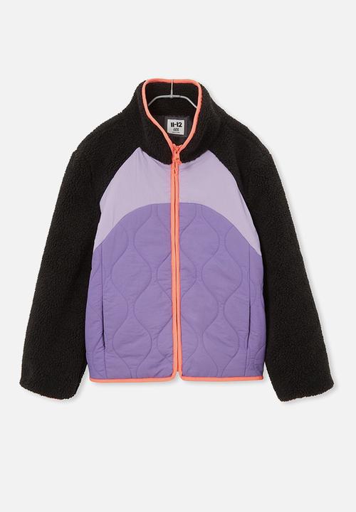Cotton On - Cleo teddy jacket - phantom & lilac drop