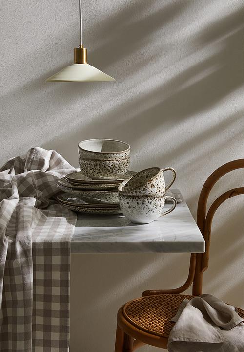 H&M - Deep stoneware plate - beige/multi