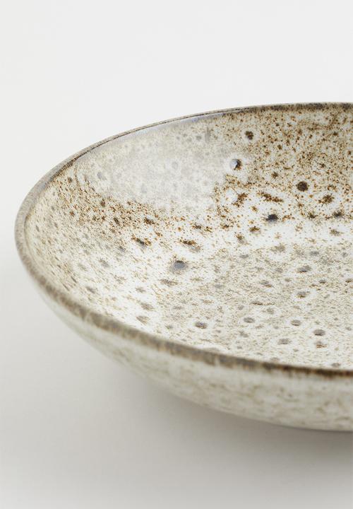 H&M - Deep stoneware plate - beige/multi