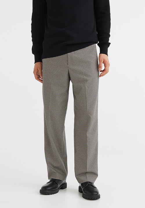 H&M - Relaxed fit suit trousers - light beige/dogtooth patterned