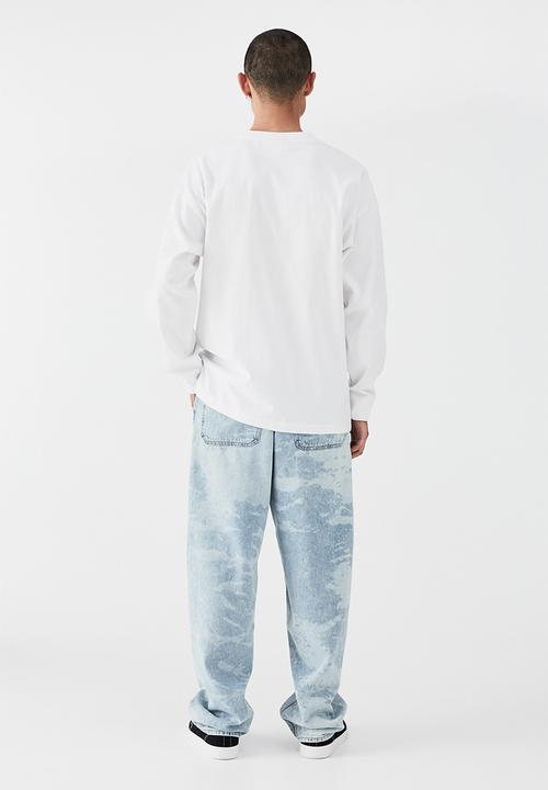 H&M - Loose pull-on jeans - light denim blue/patterned
