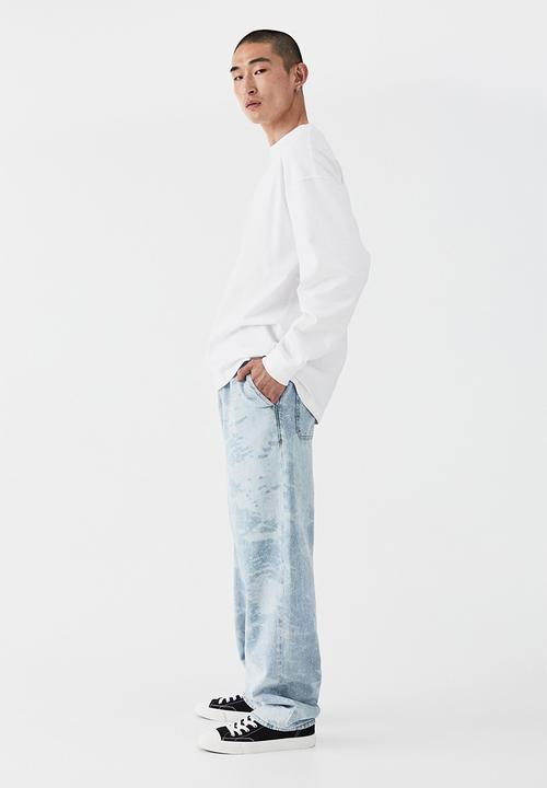 H&M - Loose pull-on jeans - light denim blue/patterned