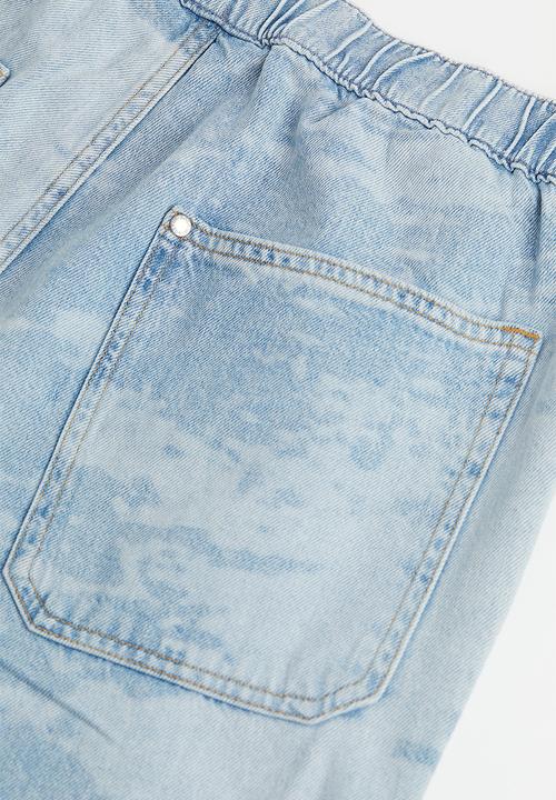 H&M - Loose pull-on jeans - light denim blue/patterned
