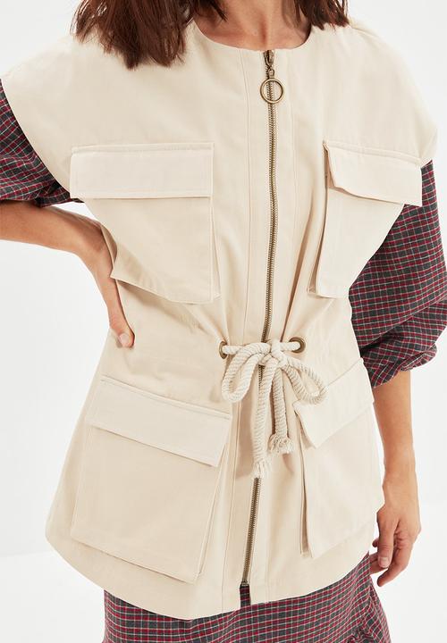 Trendyol - Tie waist vest - stone