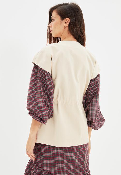 Trendyol - Tie waist vest - stone