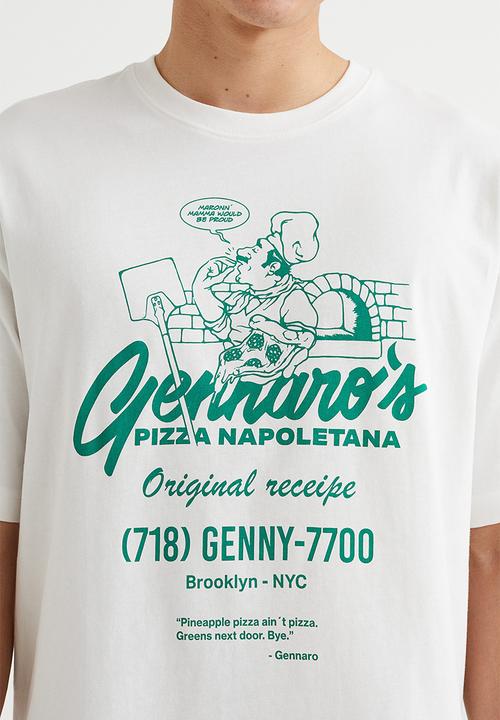 H&M - Relaxed fit T-shirt - white/gennaro's pizza
