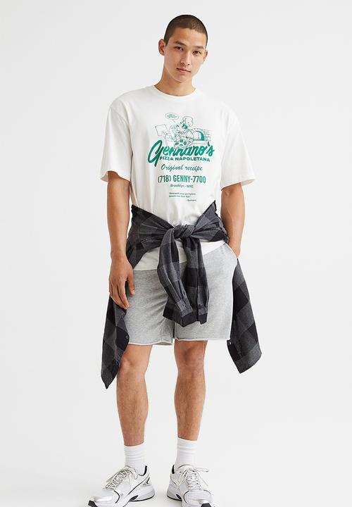H&M - Relaxed fit T-shirt - white/gennaro's pizza