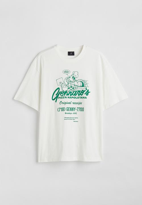 H&M - Relaxed fit T-shirt - white/gennaro's pizza