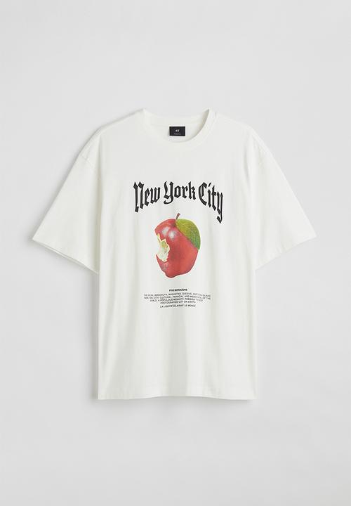 H&M - Relaxed fit T-shirt - white/new york city