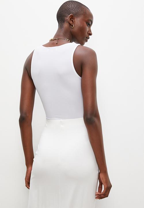 Superbalist - 2 pack crew neck cutaway bodysuit - black & white 
