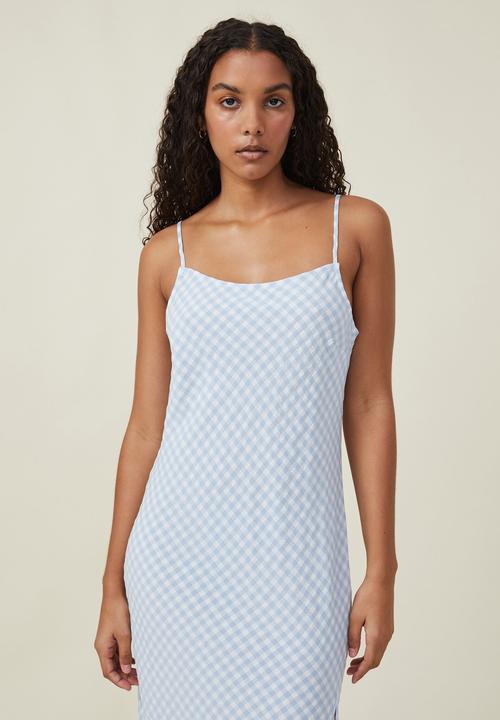 Cotton On - Ginny slip midi dress - ginny gingham soft blue
