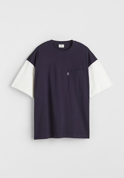 H&M - Oversized fit block-coloured T-shirt - dark blue 