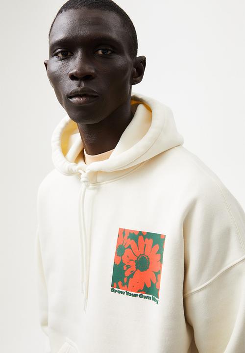 H&M - Oversized hoodie - cream/flowers