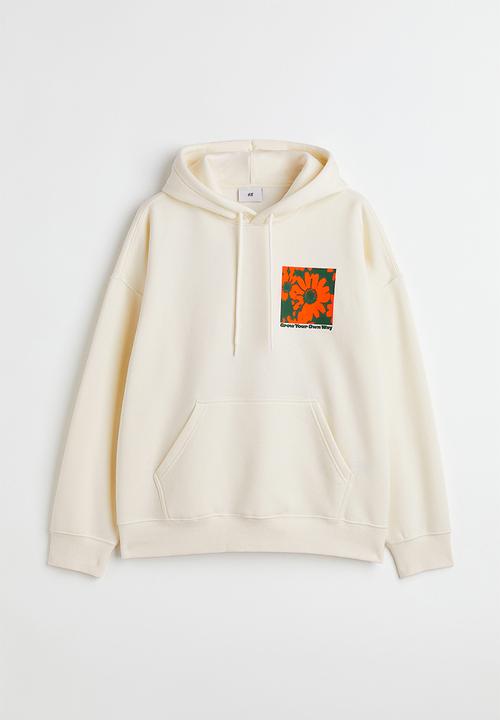 H&M - Oversized hoodie - cream/flowers