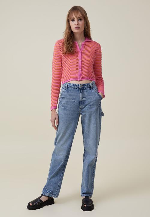Cotton On - Open weave knit cardigan - magenta multi