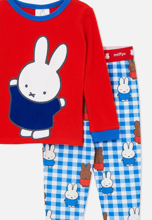 Cotton On - Orlando long sleeve pyjama set licensed-lcn mif flame red/miffy blue punch gingham