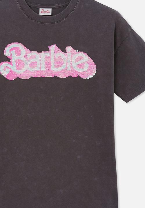 Cotton On - License quinn short sleeve tee - lcn mat barbie sequin tee rabbit grey