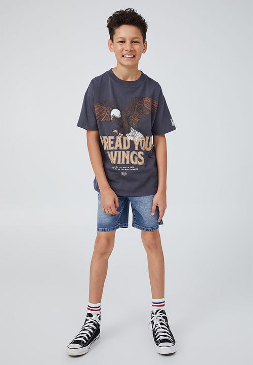 Cotton On - Sami short sleeve  embellished tee-vintage navy / eagle wild and free