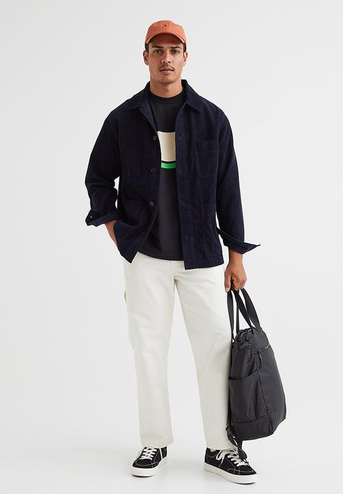 H&M - Oversized fit cotton T-shirt - black & light beige