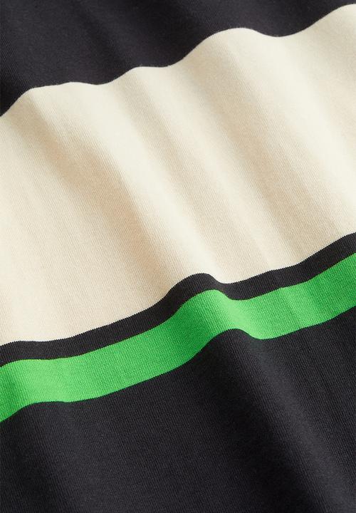 H&M - Oversized fit cotton T-shirt - black & light beige