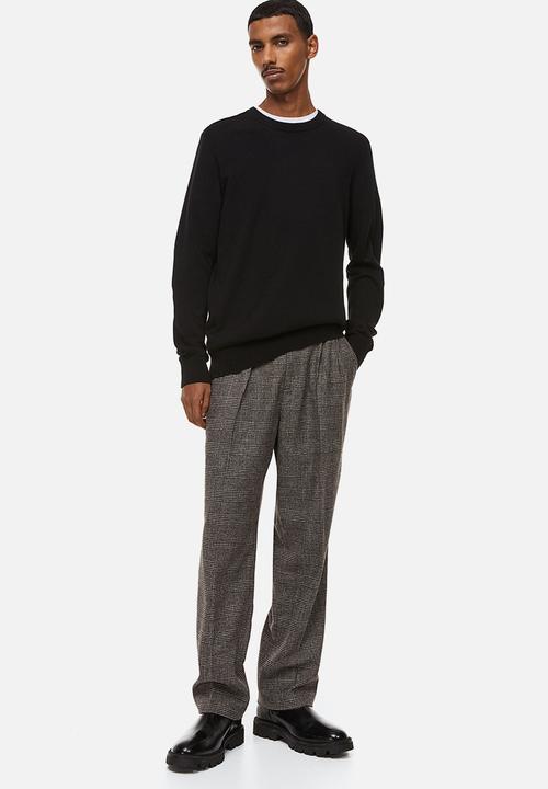 H&M - Slim fit fine-knit cotton jumper - black