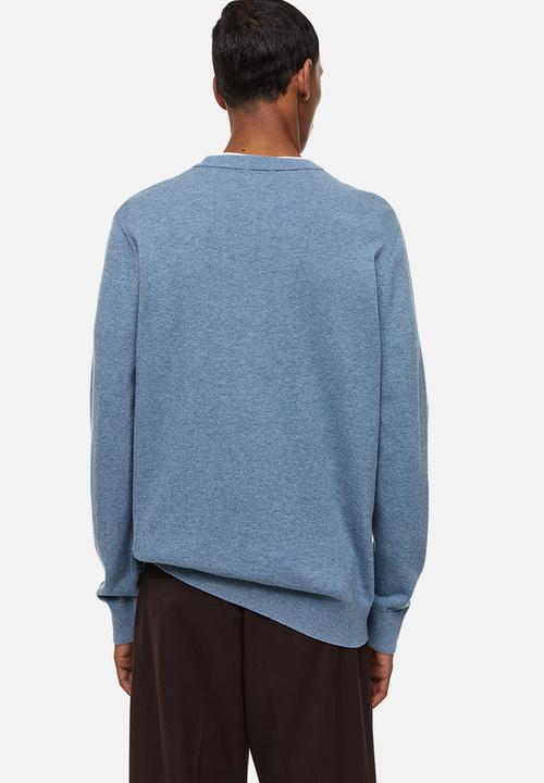 H&M - Slim fit fine-knit cotton jumper - blue marl 