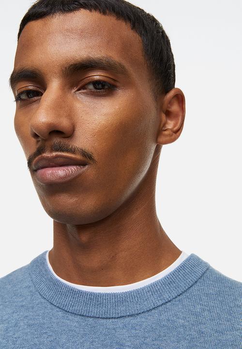 H&M - Slim fit fine-knit cotton jumper - blue marl 