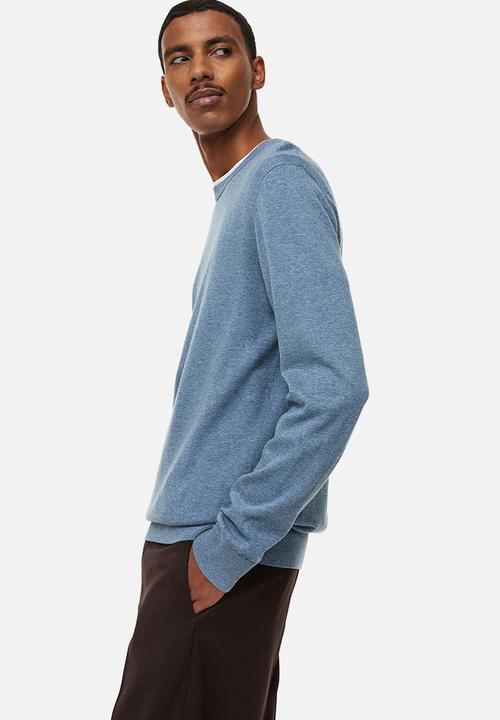 H&M - Slim fit fine-knit cotton jumper - blue marl 