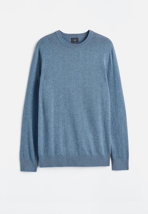 H&M - Slim fit fine-knit cotton jumper - blue marl 