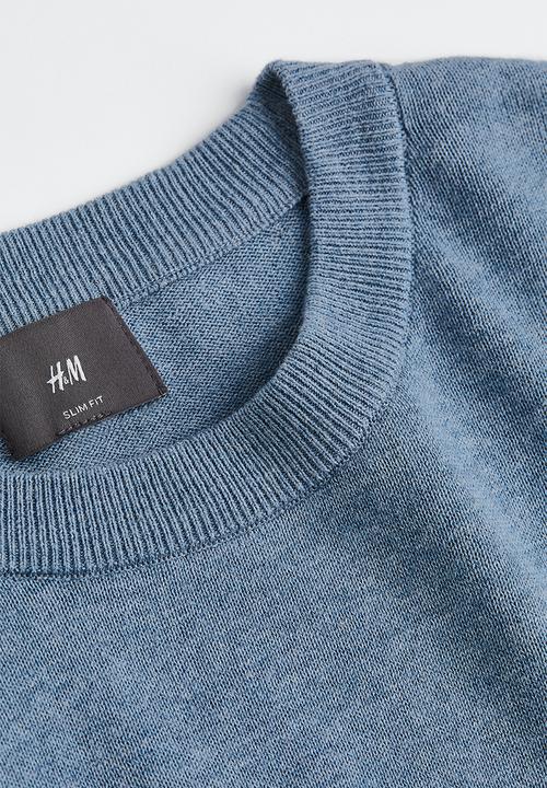 H&M - Slim fit fine-knit cotton jumper - blue marl 