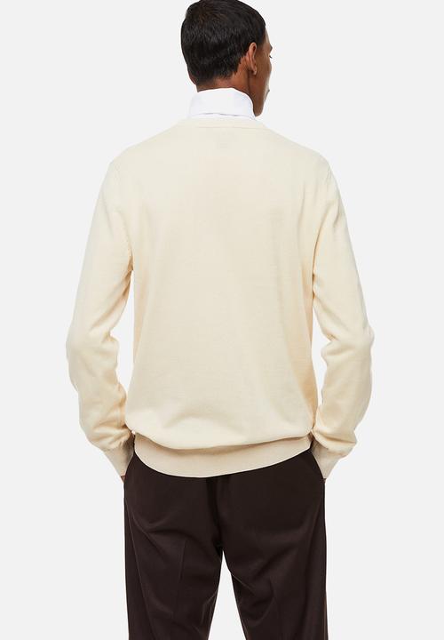 H&M - Slim fit fine-knit cotton jumper - light beige