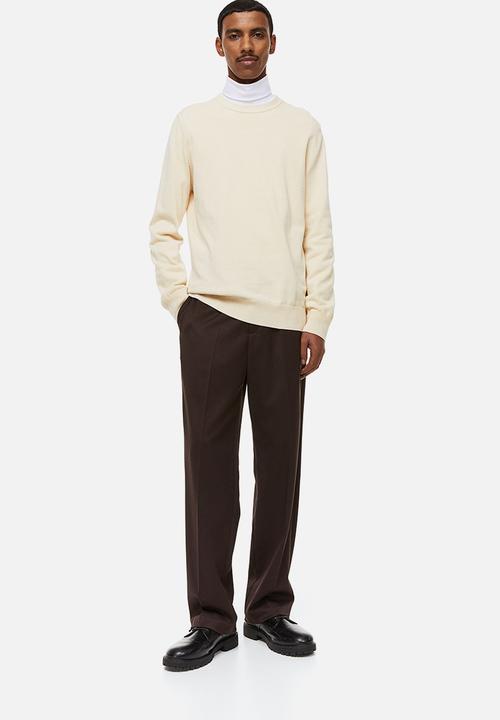 H&M - Slim fit fine-knit cotton jumper - light beige
