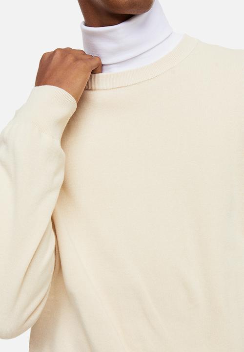 H&M - Slim fit fine-knit cotton jumper - light beige