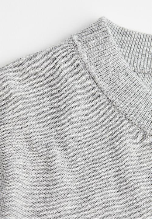 H&M - Slim fit fine-knit cotton jumper - light grey marl 