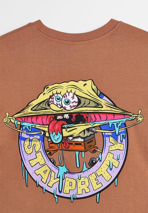 H&M - Relaxed fit printed jersey top - dark beige/spongebob