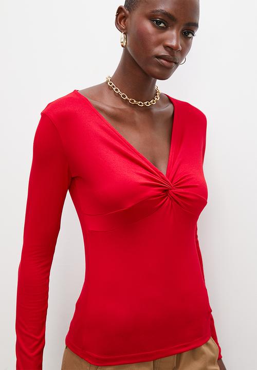 Superbalist - Knot neckline tee - red