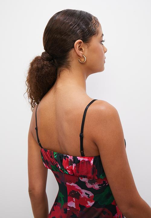 Blake - Mini printed mesh dress with gauged bodice - multi