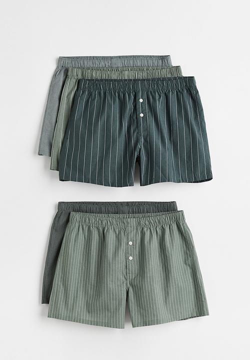 H&M - 5 Pack woven cotton boxer shorts - dark green & green