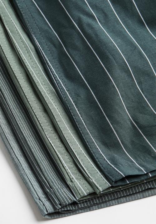 H&M - 5 Pack woven cotton boxer shorts - dark green & green
