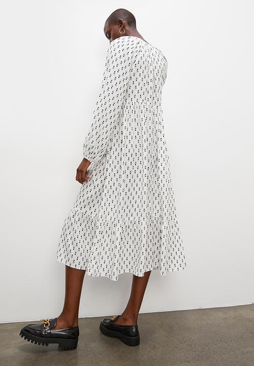 Superbalist - Tiered boho maxi dress - white & black 