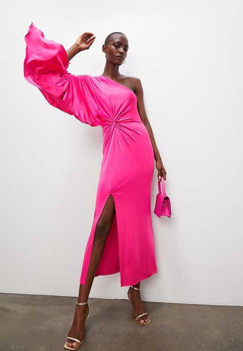 Superbalist - Asym slinky maxi with knot detail - pink