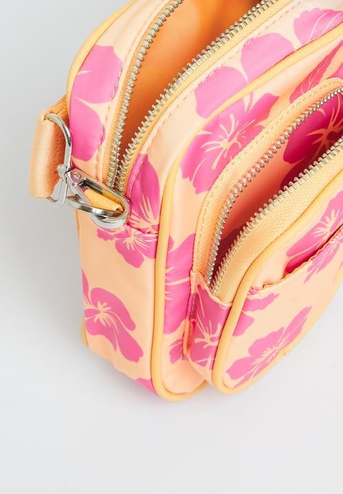 Rubi - Nellie camera cross body bag - retro hibiscus mango/pink