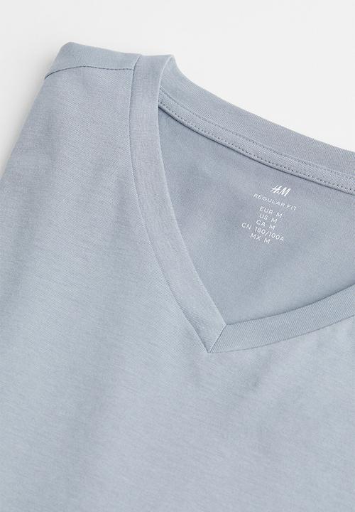 H&M - Regular fit v-neck T-shirt - steel grey