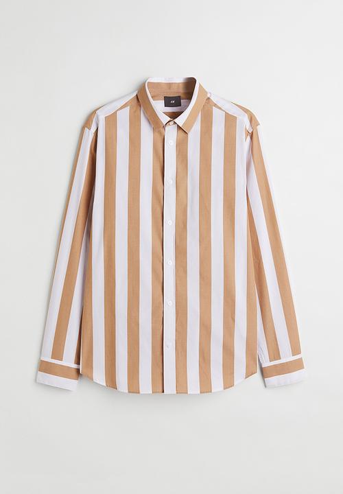 H&M - Regular fit shirt - beige/striped