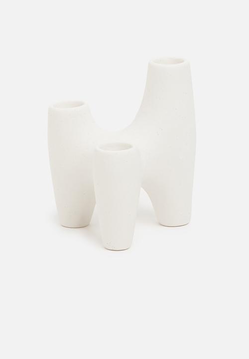 Sixth Floor - Crater ceramic candle holder - white