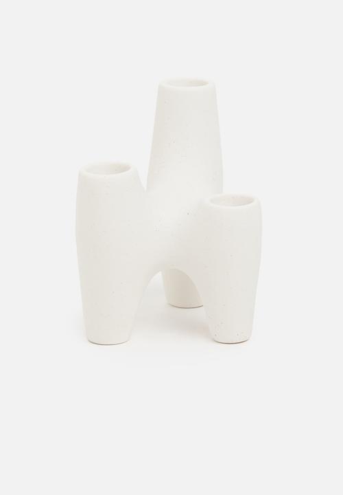 Sixth Floor - Crater ceramic candle holder - white