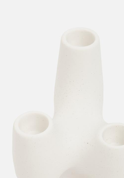 Sixth Floor - Crater ceramic candle holder - white