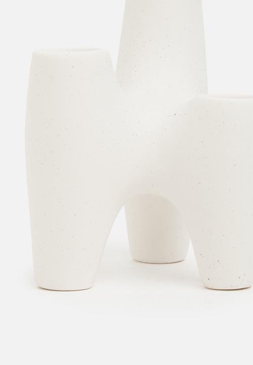Sixth Floor - Crater ceramic candle holder - white