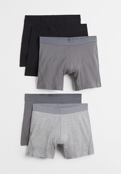 H&M - 5 Pack cotton mid trunks - grey/black